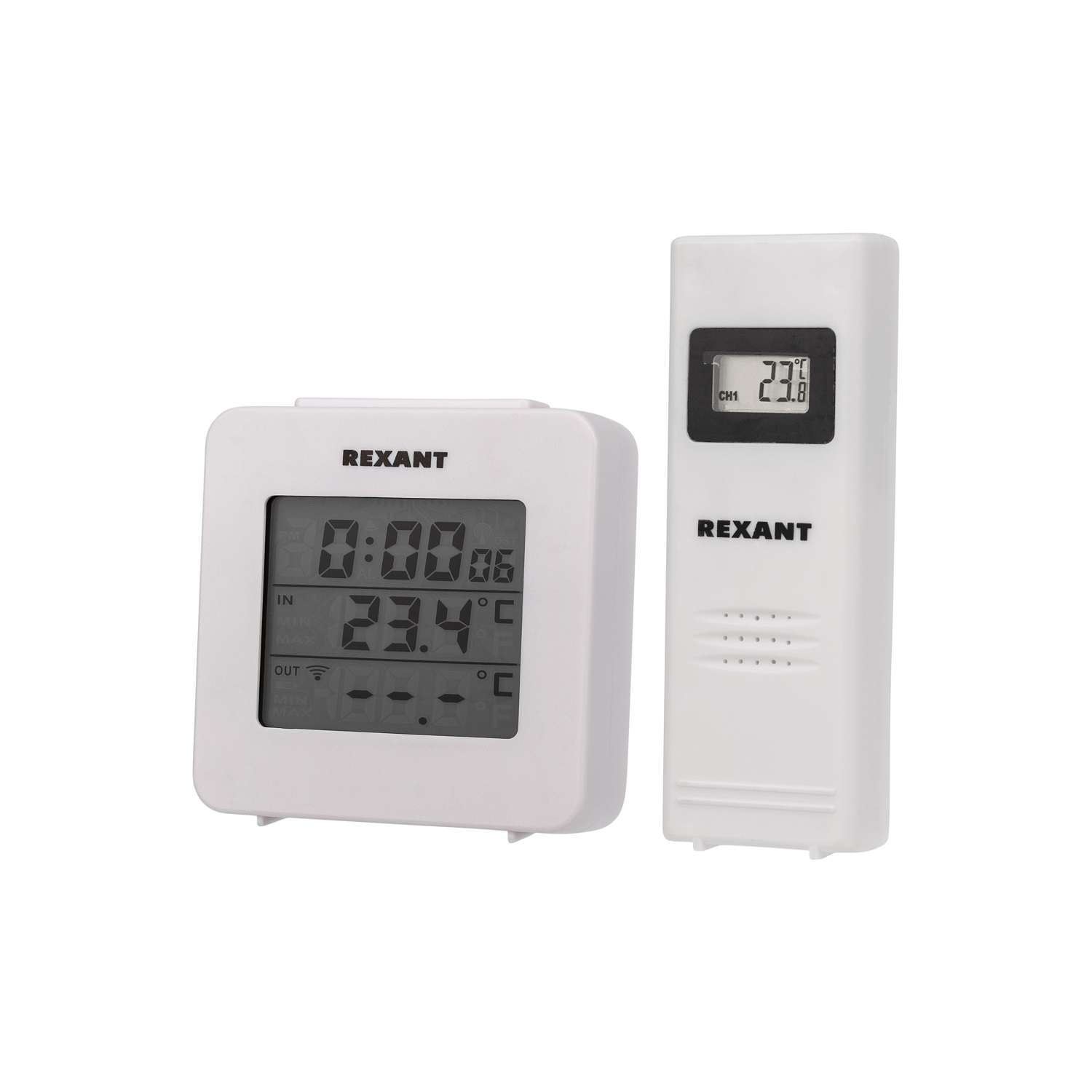 Цифровой термометр REXANT с часами и беспроводным датчиком - фото 1
