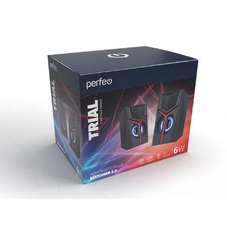 Компьютерные колонки Perfeo TRIAL 2.0 мощность 2х3 Вт USB чёрные Game Design LED подсветка 7 цветов