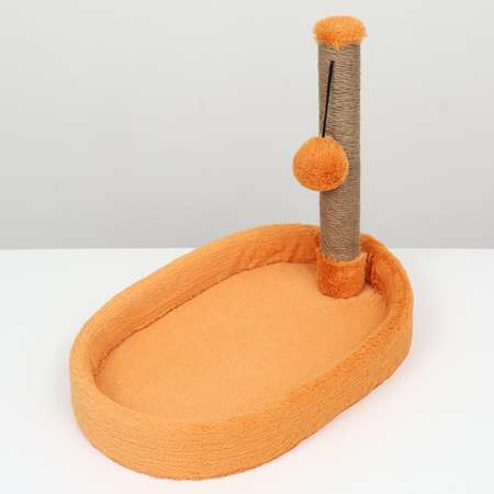 Лежанка Пижон с когеточкой «Пижон» овальная 55х36х47 см пушистый мех джут оранжевая