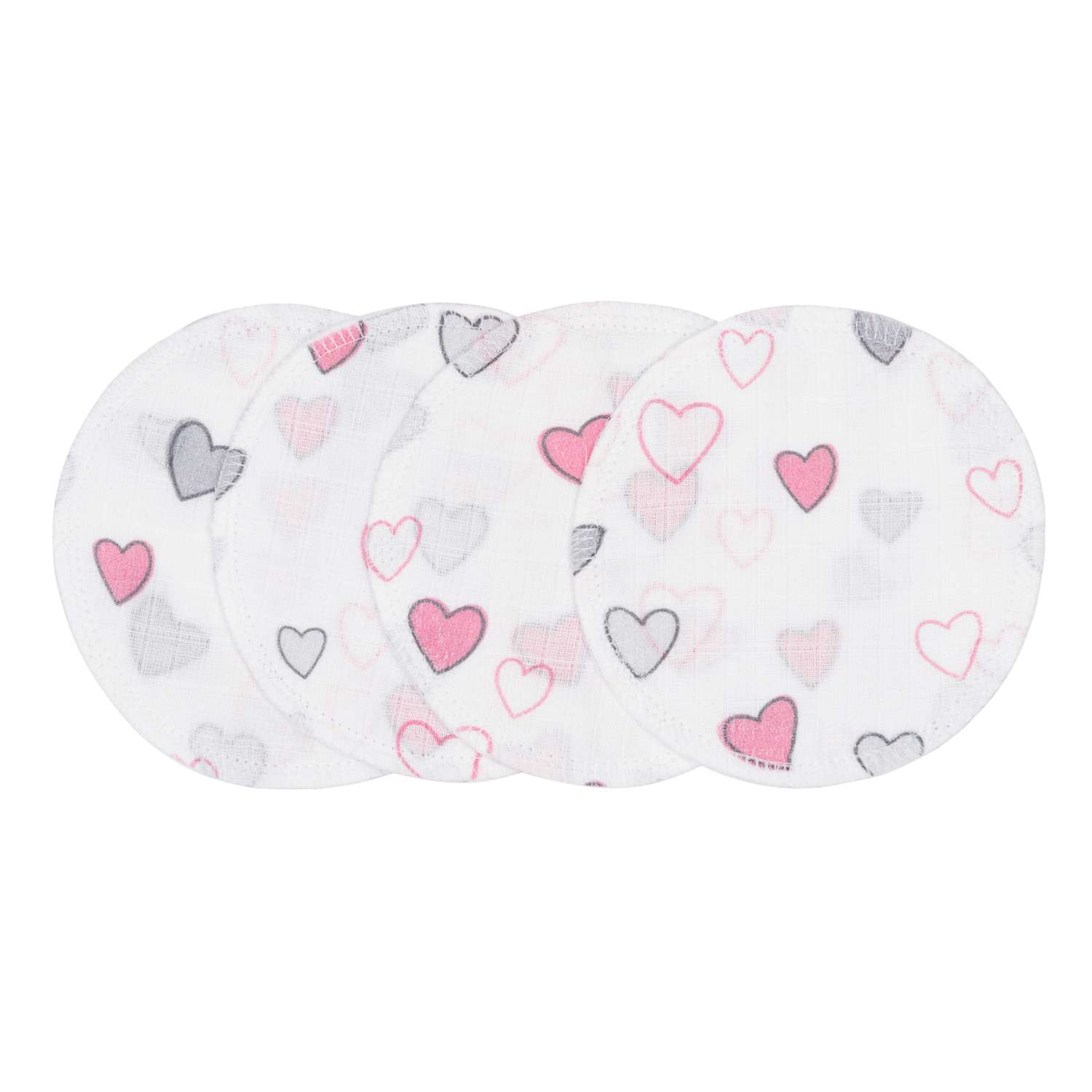 Прокладки для груди Adam Stork многоразовые муслин Pink Hearts 4 шт - фото 3