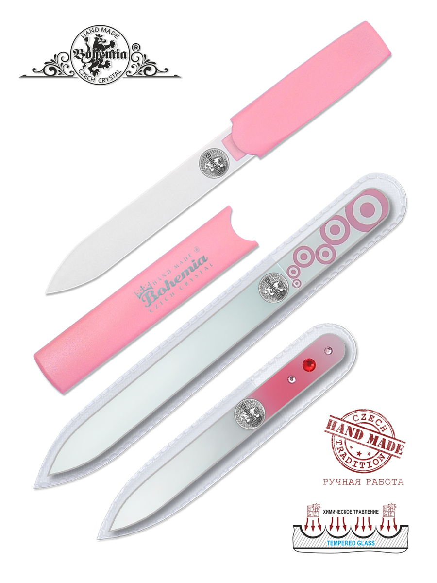 Набор маникюрный BOHEMIA Czech Glass Nail Files пилки для ногтей розовый - фото 2