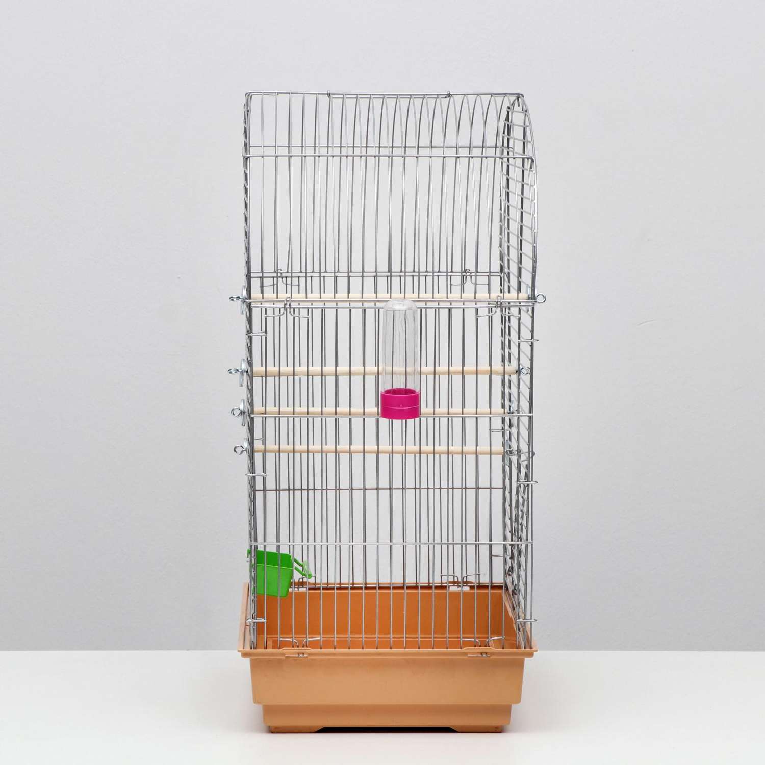Клетка для птиц Пижон хром укомплектованная 41 х 30 х 65 см бежевая - фото 2
