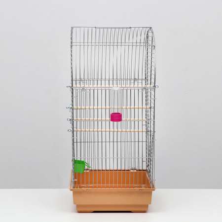 Клетка для птиц Пижон хром укомплектованная 41 х 30 х 65 см бежевая