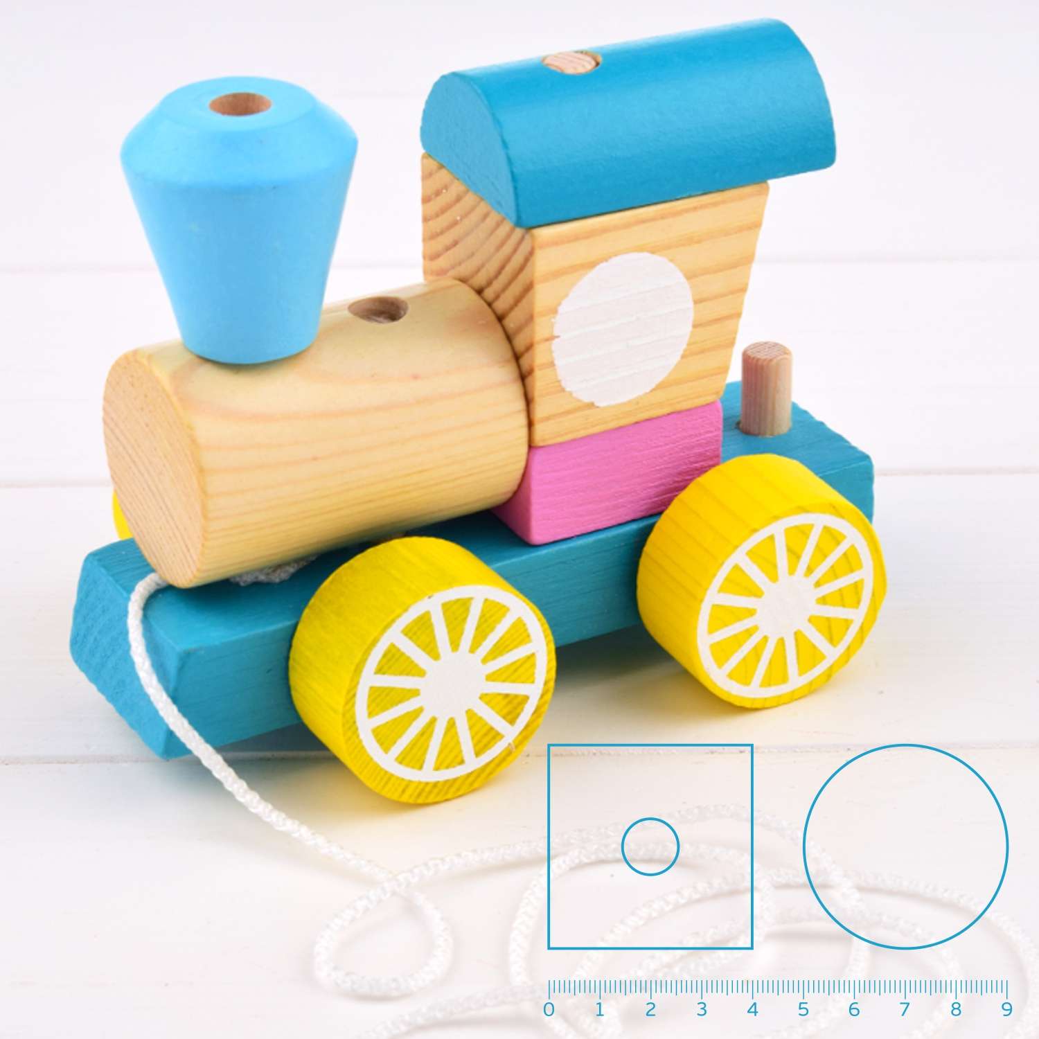Каталка деревянная Томик развивающая игрушка Паровоз с вагоном 15 деталей 1-30 - фото 8