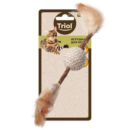 Игрушка для кошек Triol Natural Мячик с перьями мататаби d40/220мм