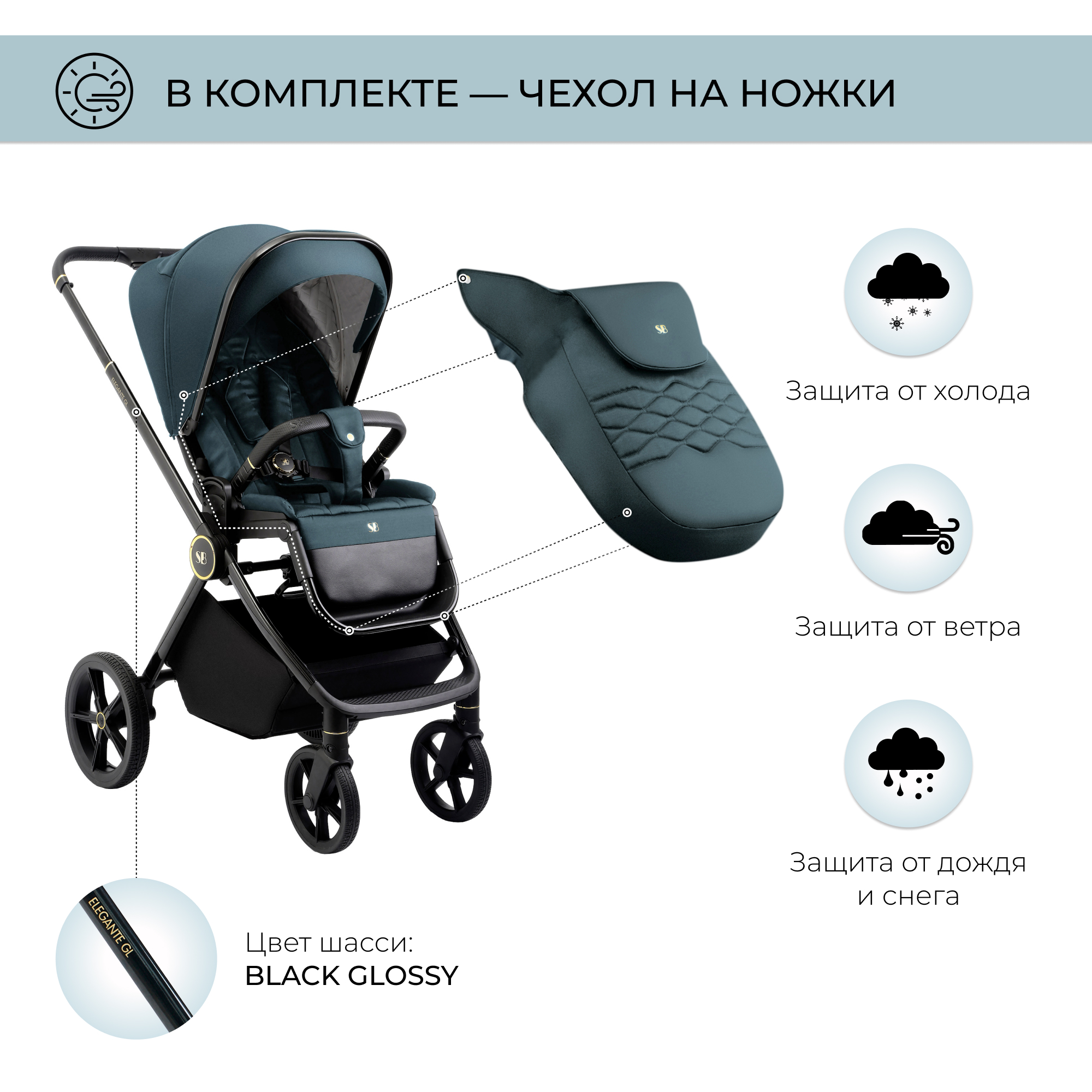 Коляска 2в1 Sweet Baby Elegante GL Blue - фото 6