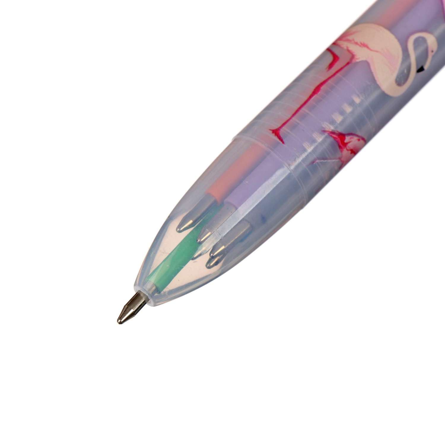 Ручка Sima-Land автоматическая 6-х цветная Фламинго белая - фото 3
