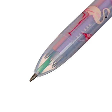 Ручка Sima-Land автоматическая 6-х цветная Фламинго белая