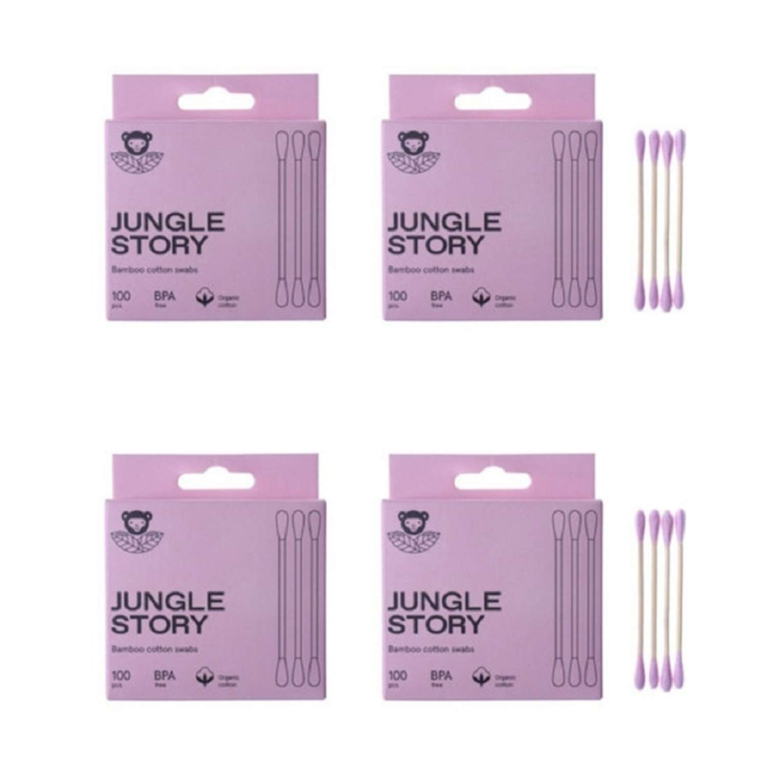 Палочки ватные Jungle Story Бамбуковые розовые 400 шт - фото 1