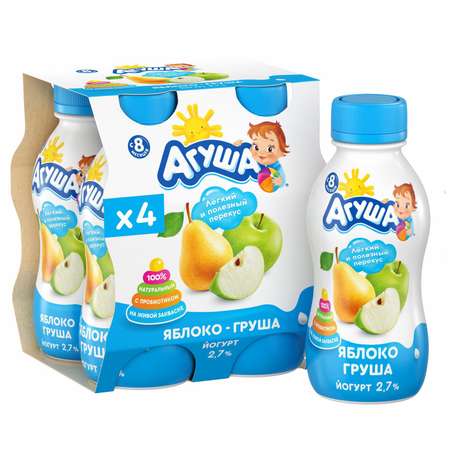 Йогурт питьевой Агуша 2.7% яблоко-груша 180г с 8месяцев