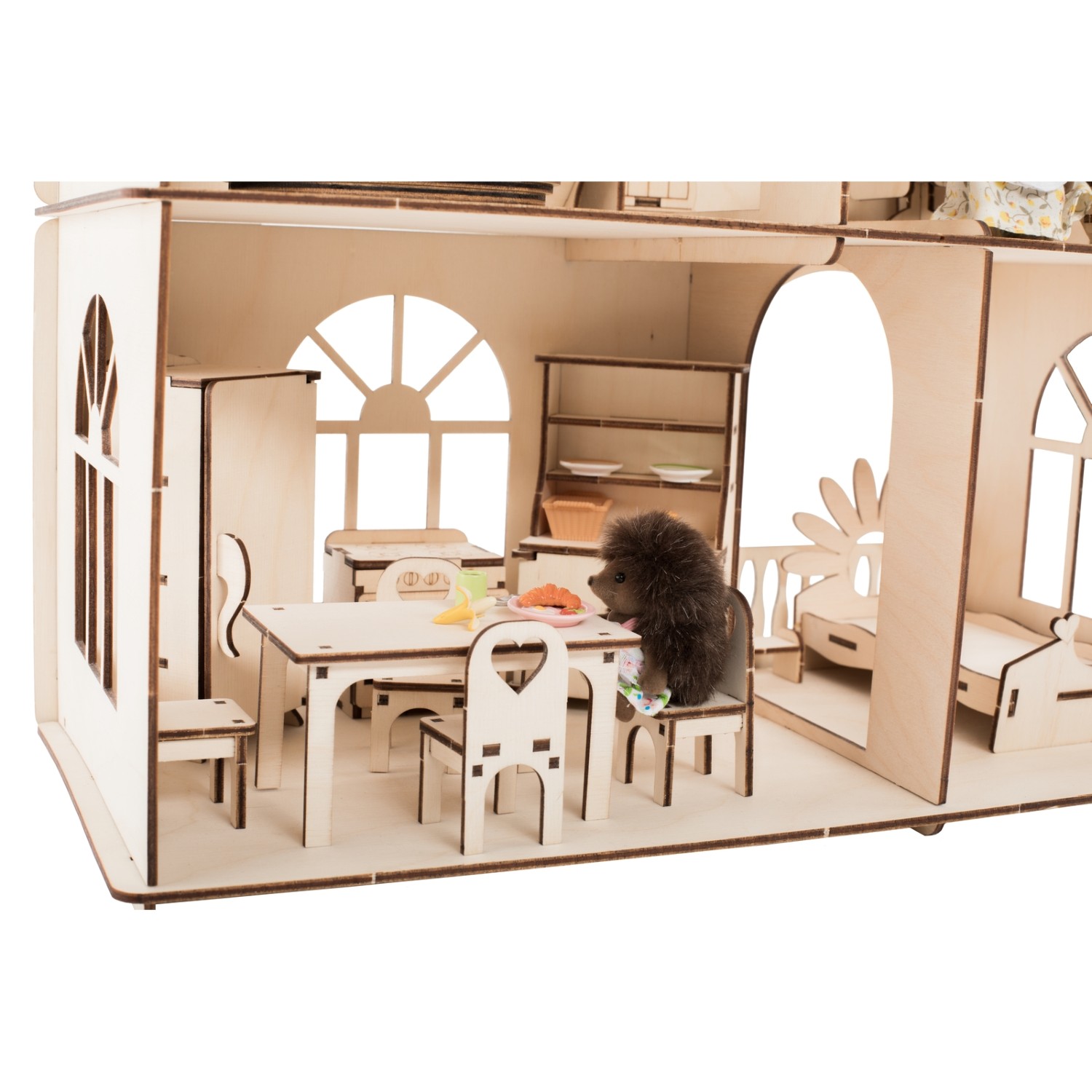 Конструктор ХэппиДом Кукольный домик Коттедж с пристройкой и мебелью Premium HK-D011 - фото 8