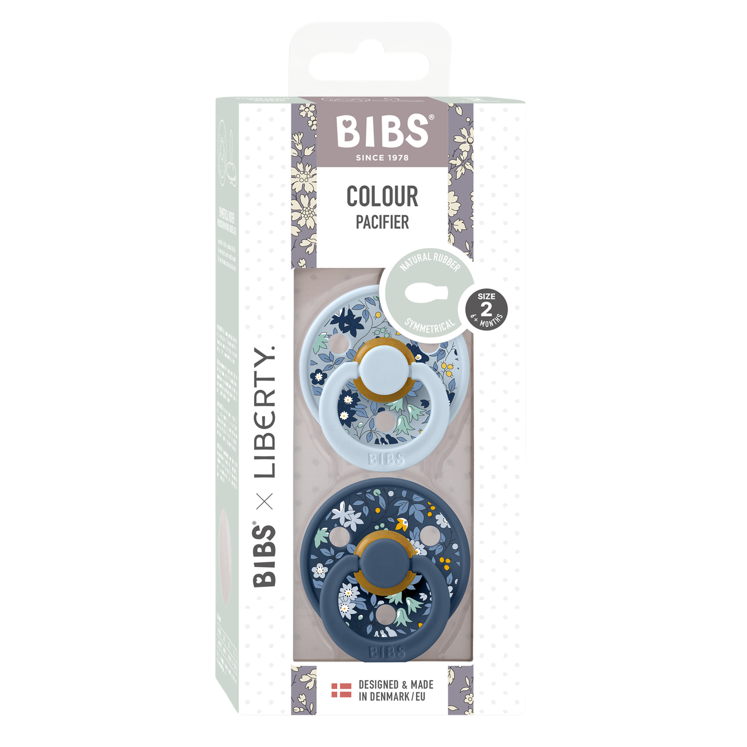 Набор 2 шт. Соска-пустышка BIBS Liberty Colour Symmetrical Chamomile Lawn Baby Blue/Steel Blue 6+ месяцев - фото 2