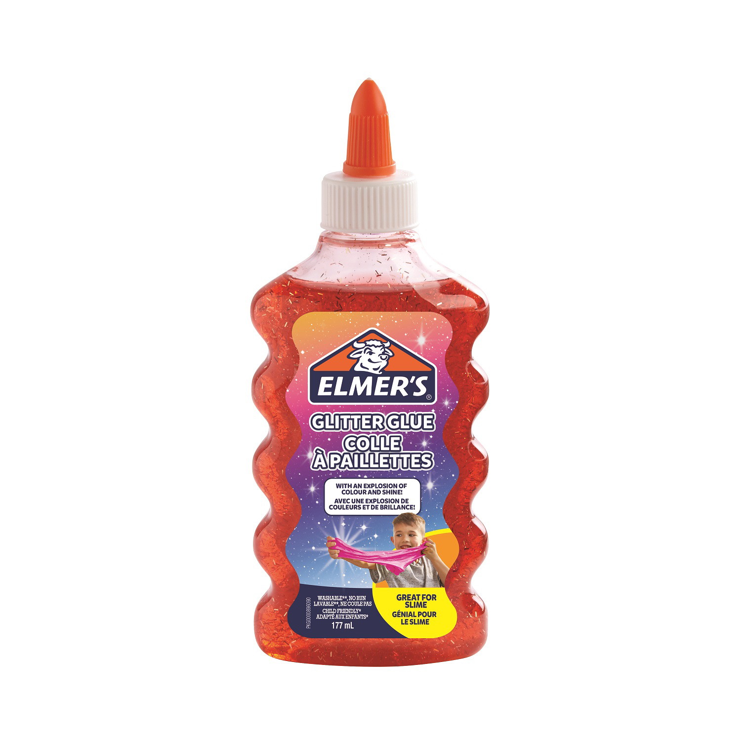 Клей для слаймов Elmers Glitter glue 177 мл с блестками Красный - фото 1