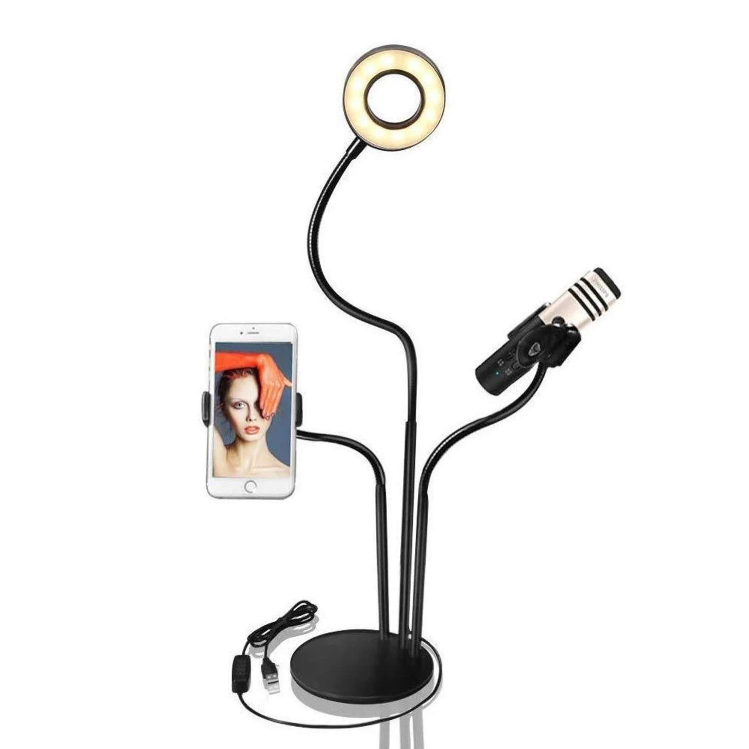 Настольная селфи-лампа Beroma с гибким держателем для микрофона - фото 2