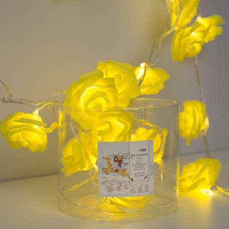 Гирлянда Luazon «Нить» «Розы жёлтые» IP20 прозрачная нить 20 LED свечение тёплое белое 220 В