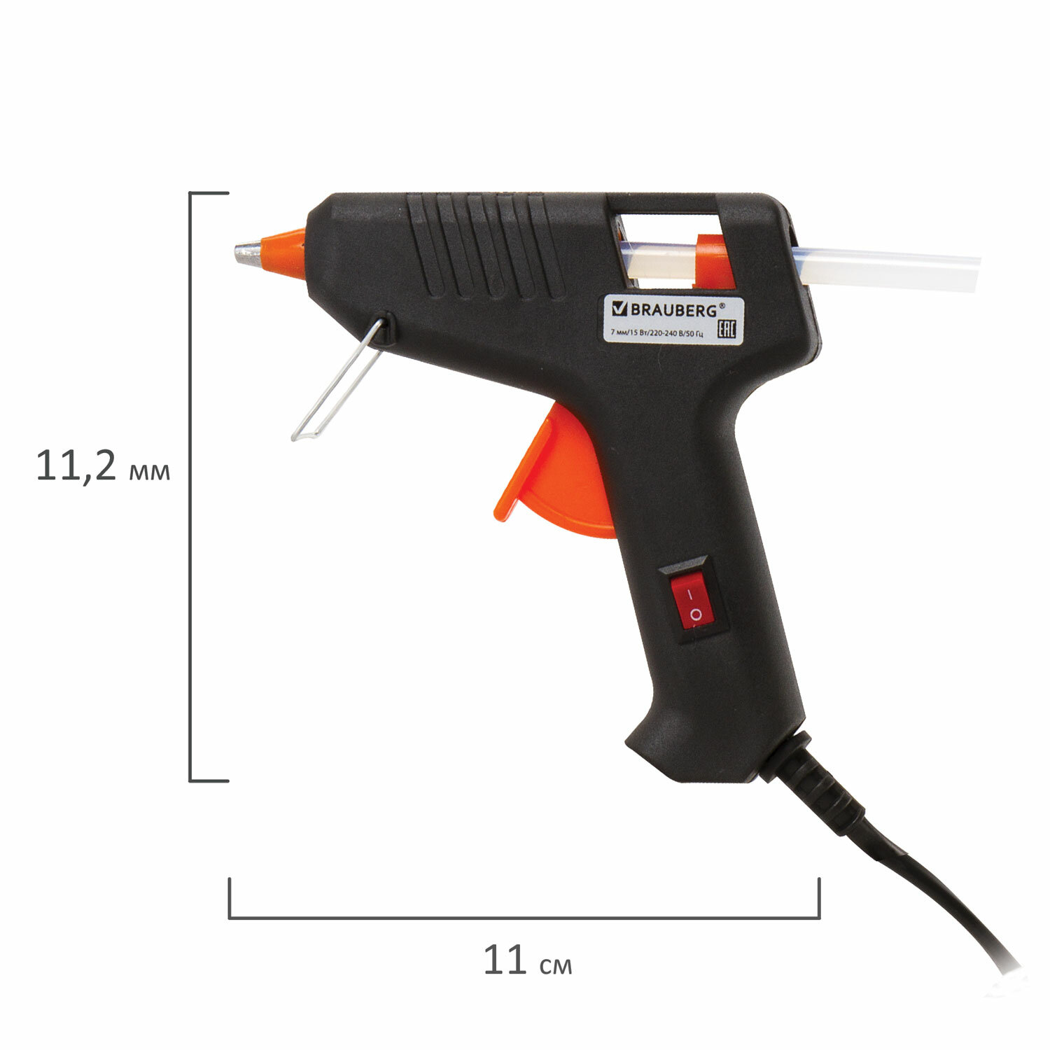 Пистолет клеевой Brauberg для рукоделия для горячего клея электрический 15 Вт для стержня 7 мм - фото 7