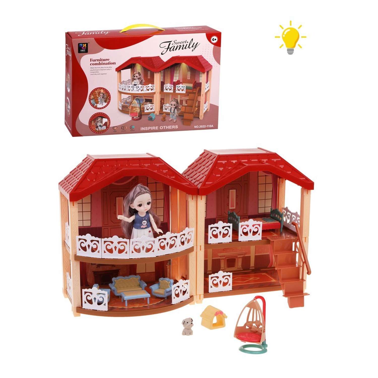 Кукольный домик Наша Игрушка игровой набор со световыми эффектами в комплекте 168 деталей 651431 - фото 1
