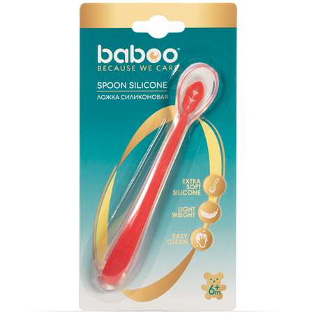 Ложка BABOO силиконовая c 6месяцев Красный 10-002