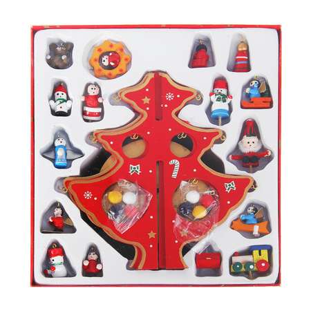 Сувенир новогодний Лесная мастерская Ель на подставке с игрушками 18 предметов