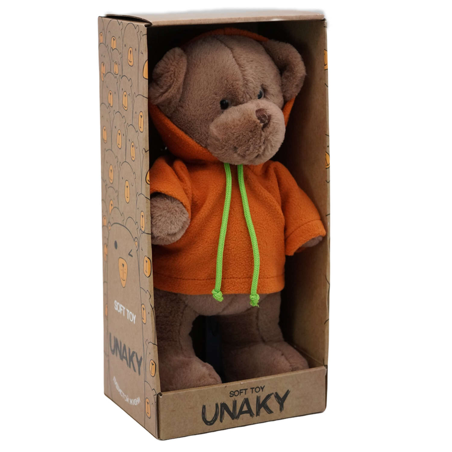 Мягкая игрушка UNAKY Мишка Аха Шоколад в кирпичной флисовой толстовке 33 см - фото 2