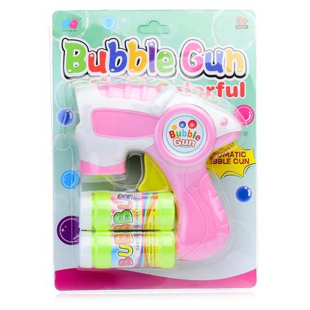 Пистолет для мыльных пузырей Ural Toys инерционный + бутылочки с мыльным раствором 2 шт