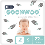 Подгузники GOONWOO размер 2 S 4-8 кг 22 шт