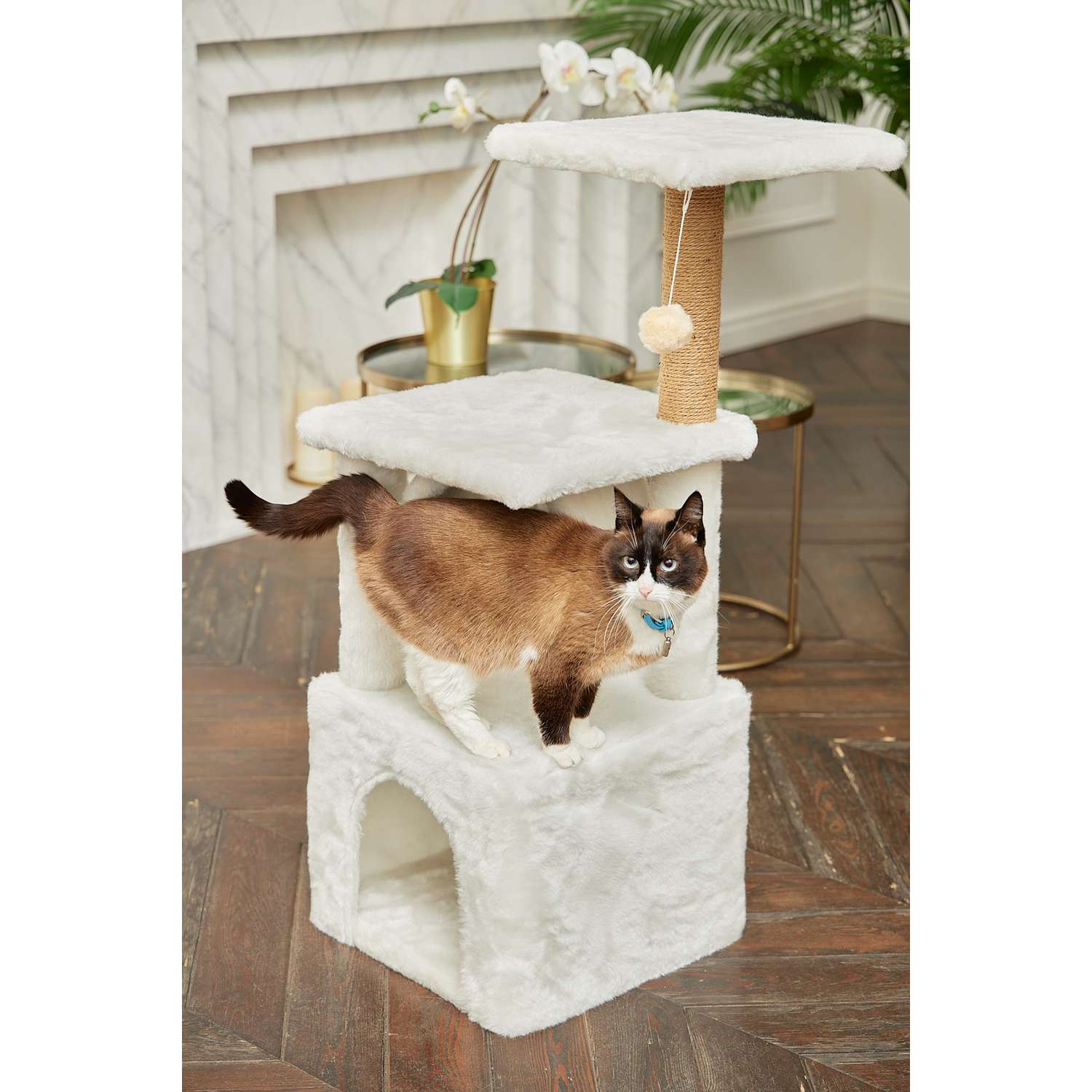 Домик для кошки с когтеточкой Pet БМФ Белый - фото 1