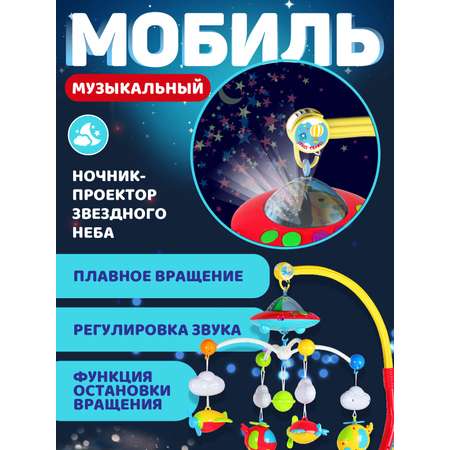 Мобиль на кроватку ДЖАМБО Музыкальная карусель 108 мелодий