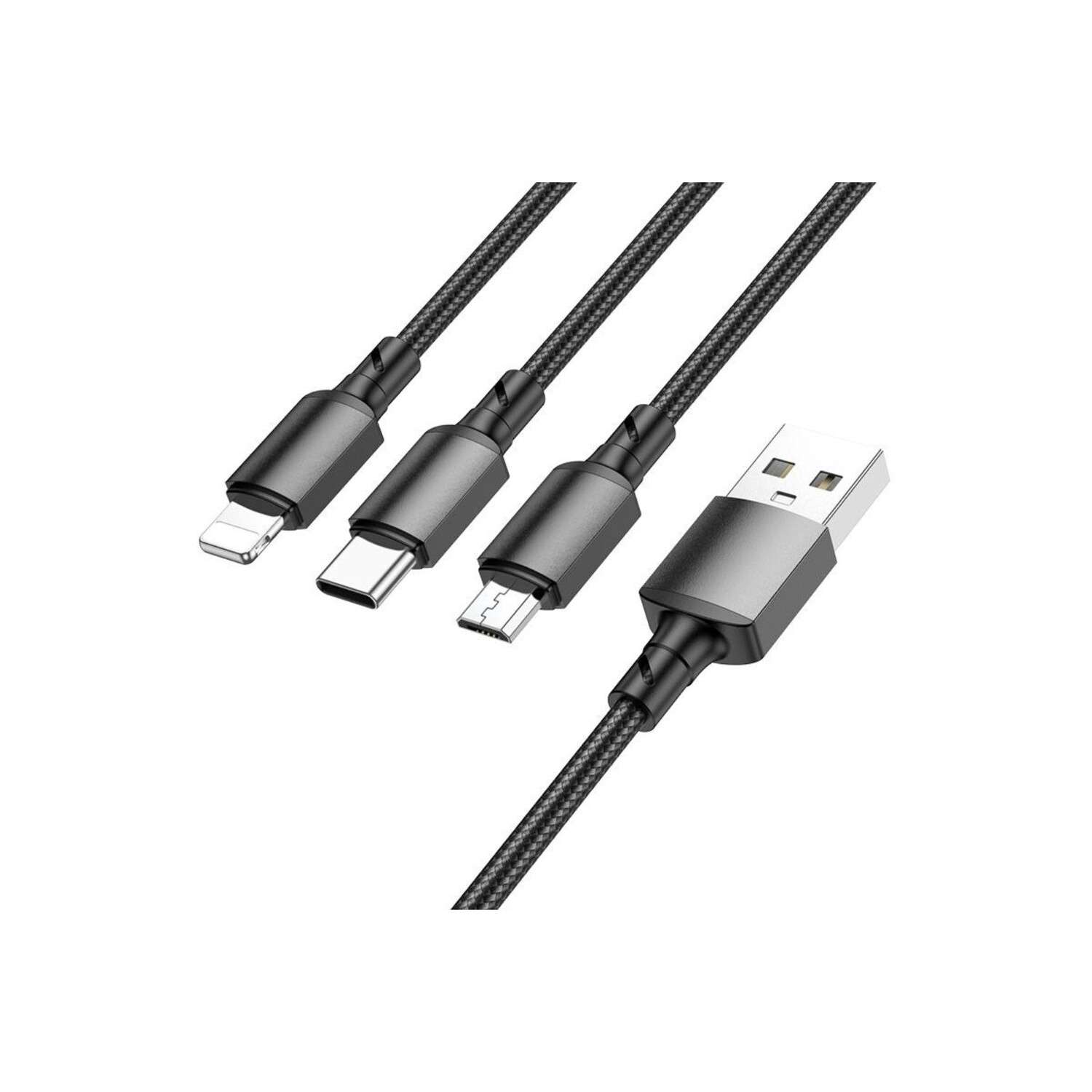 Кабель Borofone BX72 3в1 microUSB/Lightning/Type-C-USB 2А 1м в ассортименте - фото 5