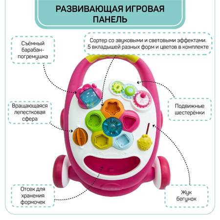 Каталка-ходунки Amarobaby Walking Way 2в1 музыкальная Розовый