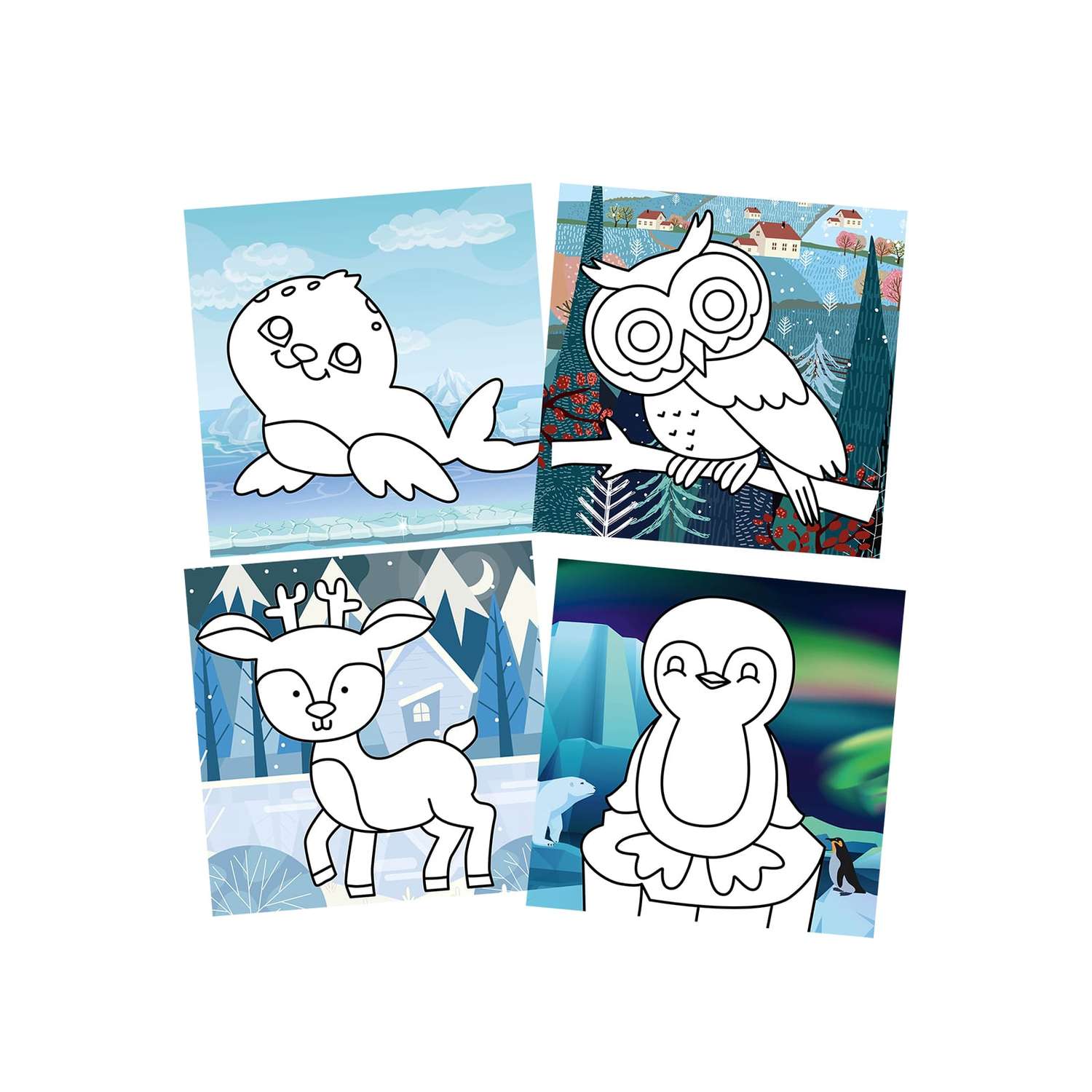 Раскраска пластилином Каляка-Маляка Животные севера 4 картинки 200х200 мм в папке-конверте - фото 2