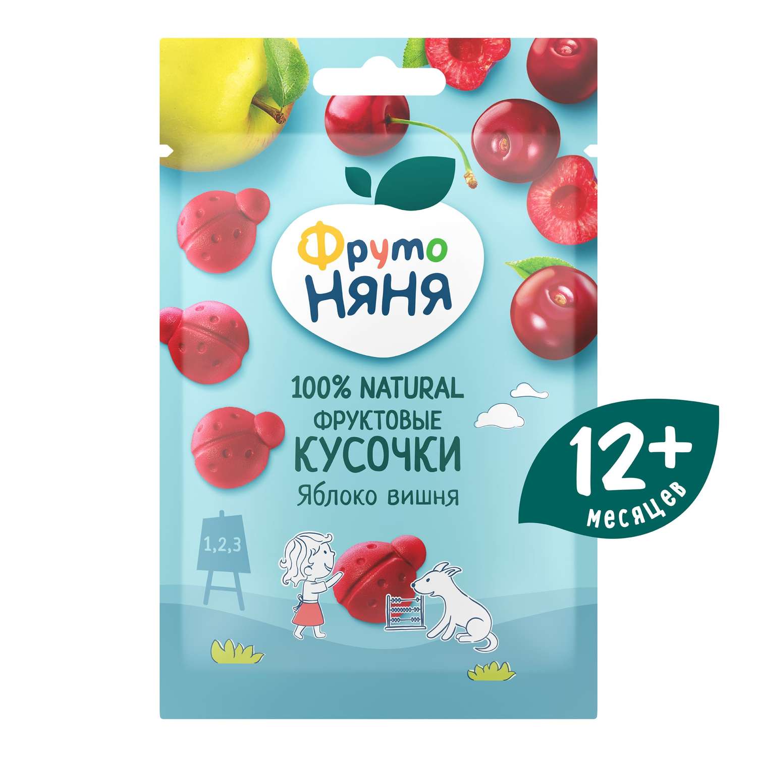 Кусочки фруктовые ФрутоНяня яблоко-вишня 15г с 12месяцев - фото 1