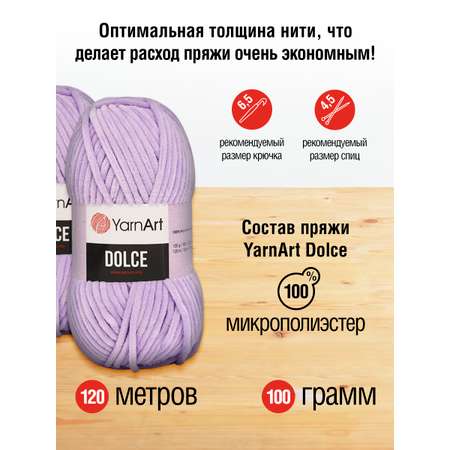 Пряжа для вязания YarnArt Dolce 100 гр 120 м микрополиэстер пушистая плюшевая 5 мотков 744 лавандовый