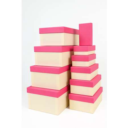 Набор подарочных коробок Cartonnage 10 в 1 Радуга розовый бежевый