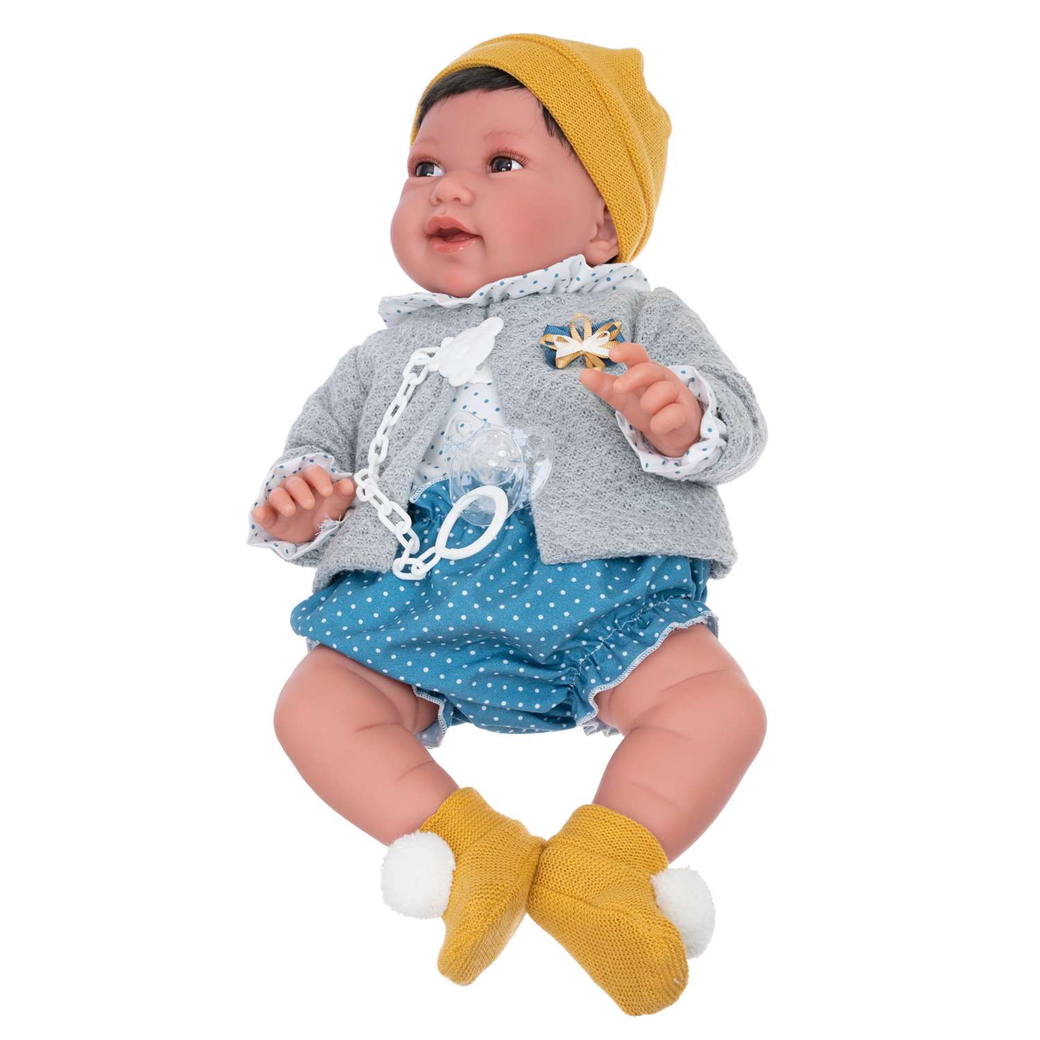 Кукла малышка Antonio Juan Реборн Елена в желтом 40 см мягконабивная 3305 - фото 1