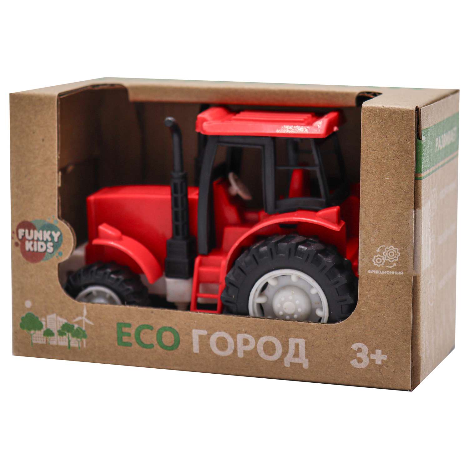 Игрушка Funky Toys Эко-Трактор с фрикц.механизмом 12 см Красный FT0416332-1 FT0416332-1 - фото 5