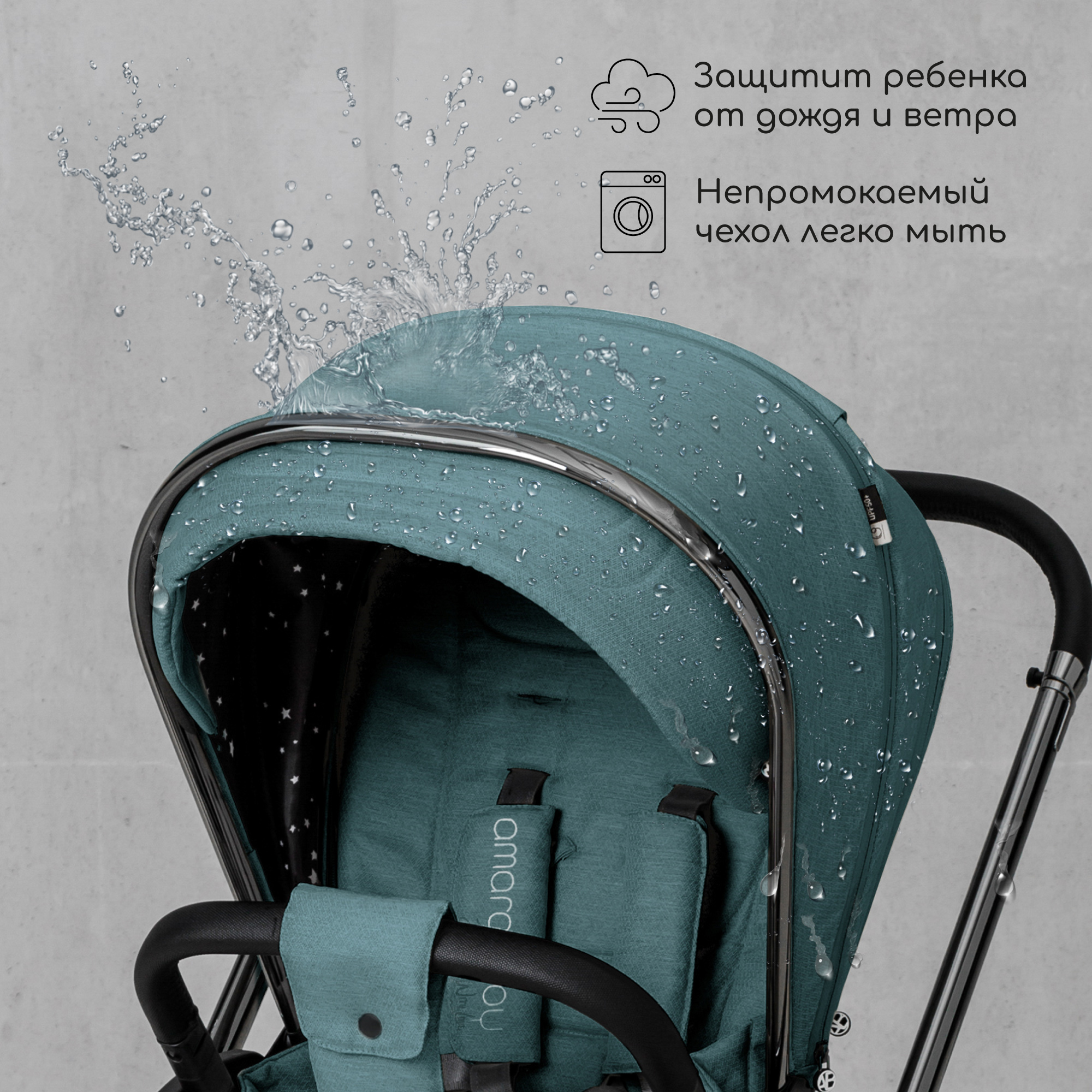 Коляска детская 2 в 1 Amarobaby Amarobaby Motus, бирюзовый - фото 13