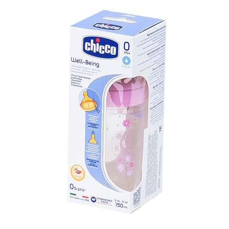 Бутылочка Chicco Well-Being Girl 150 мл 0 мес+ с латексной соской (310205117)