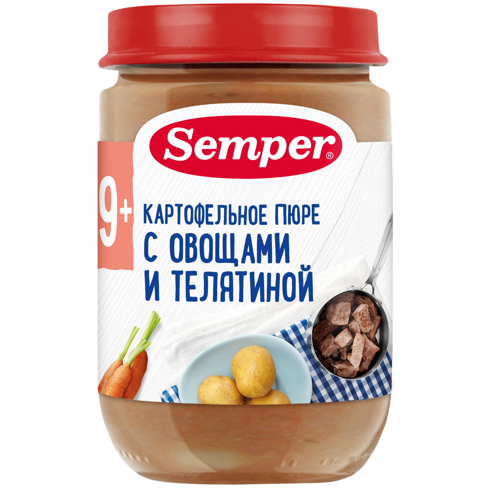 Пюре Semper картофель-морковь-телятина 190г с 9месяцев - фото 1