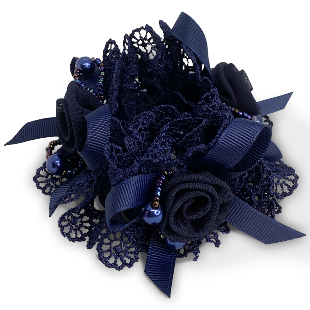 Резинка для волос Gemmy Синяя с кружевом - фото 1