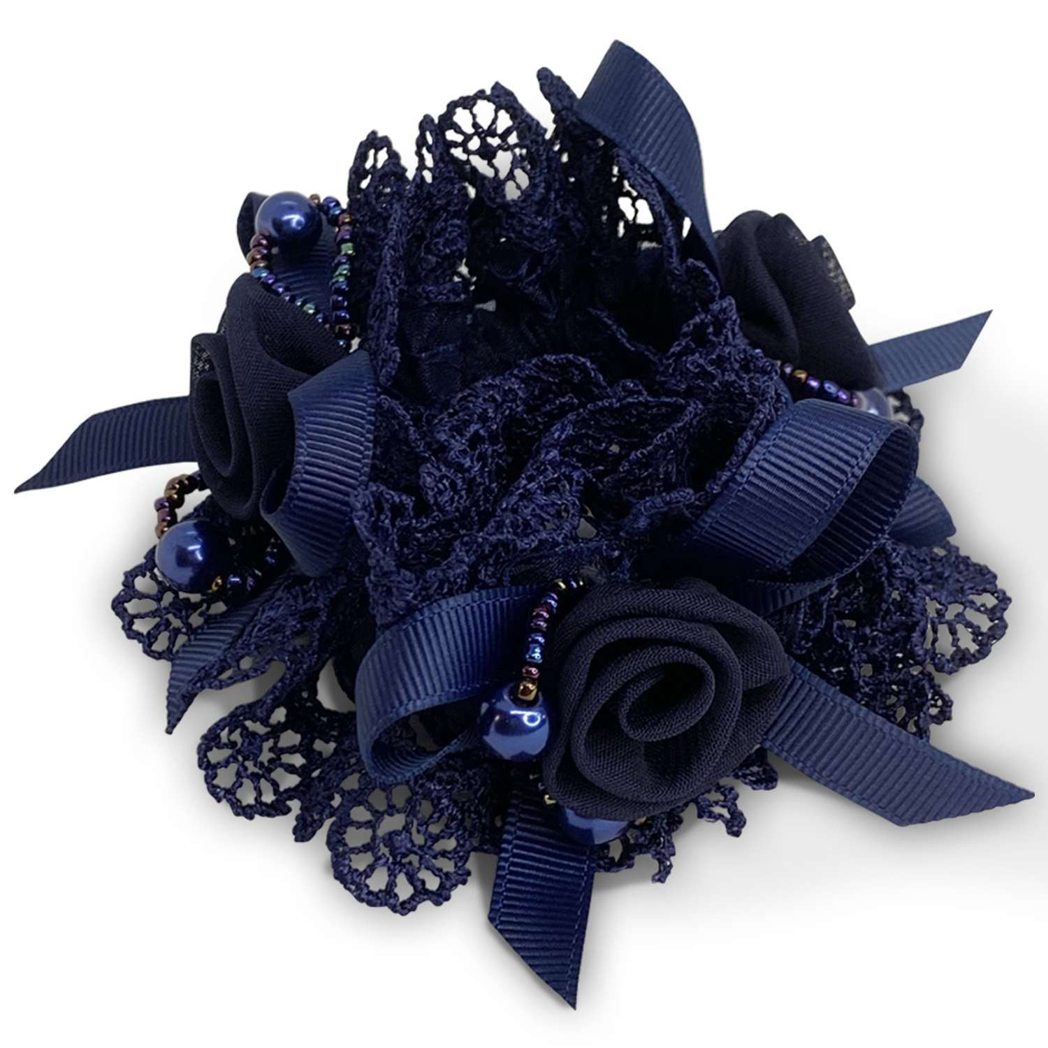 Резинка для волос Gemmy Синяя с кружевом - фото 1