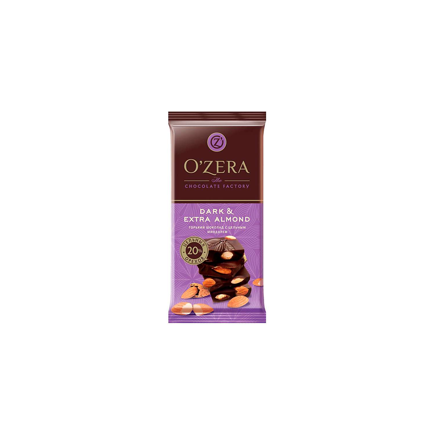 Шоколад OZera горький с цельным миндалем Dark Extra Almond 90 г 5 шт - фото 1