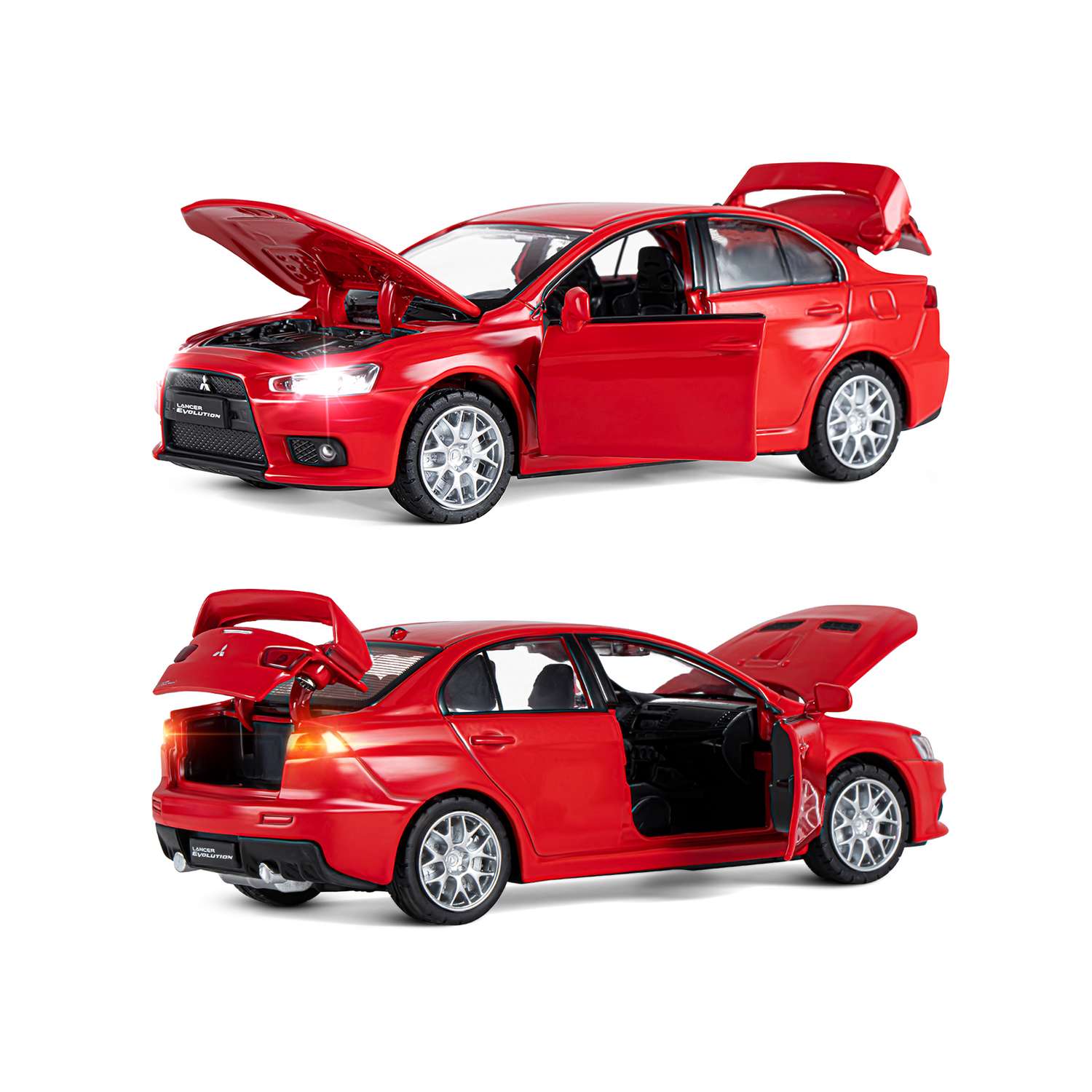 Машинка металлическая АВТОпанорама игрушка детская Mitsubishi Lancer Evolution 1:32 красный JB1251331 - фото 6