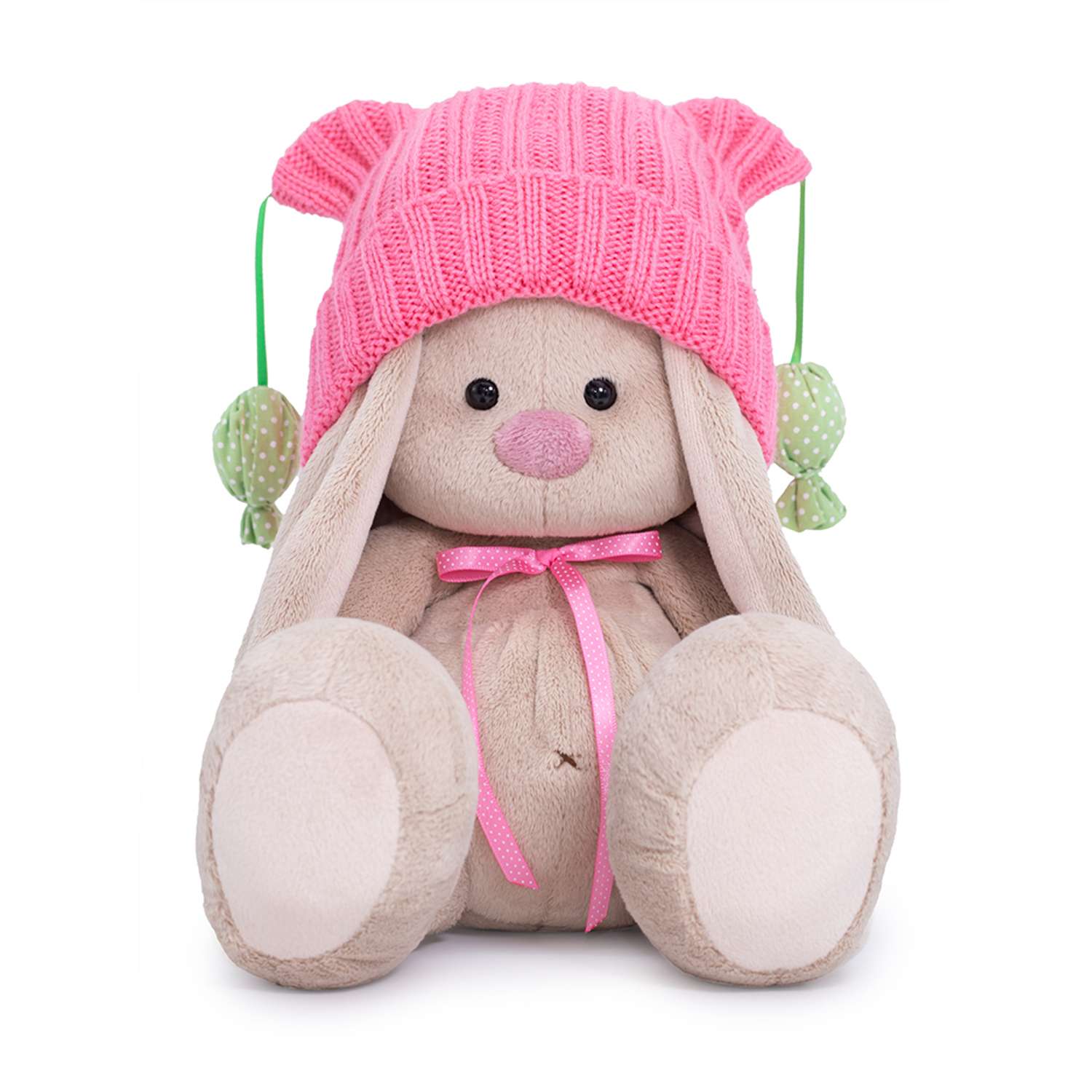Мягкая игрушка BUDI BASA Зайка Ми в розовой шапочке с помпонами 23 см SidM-354 - фото 1