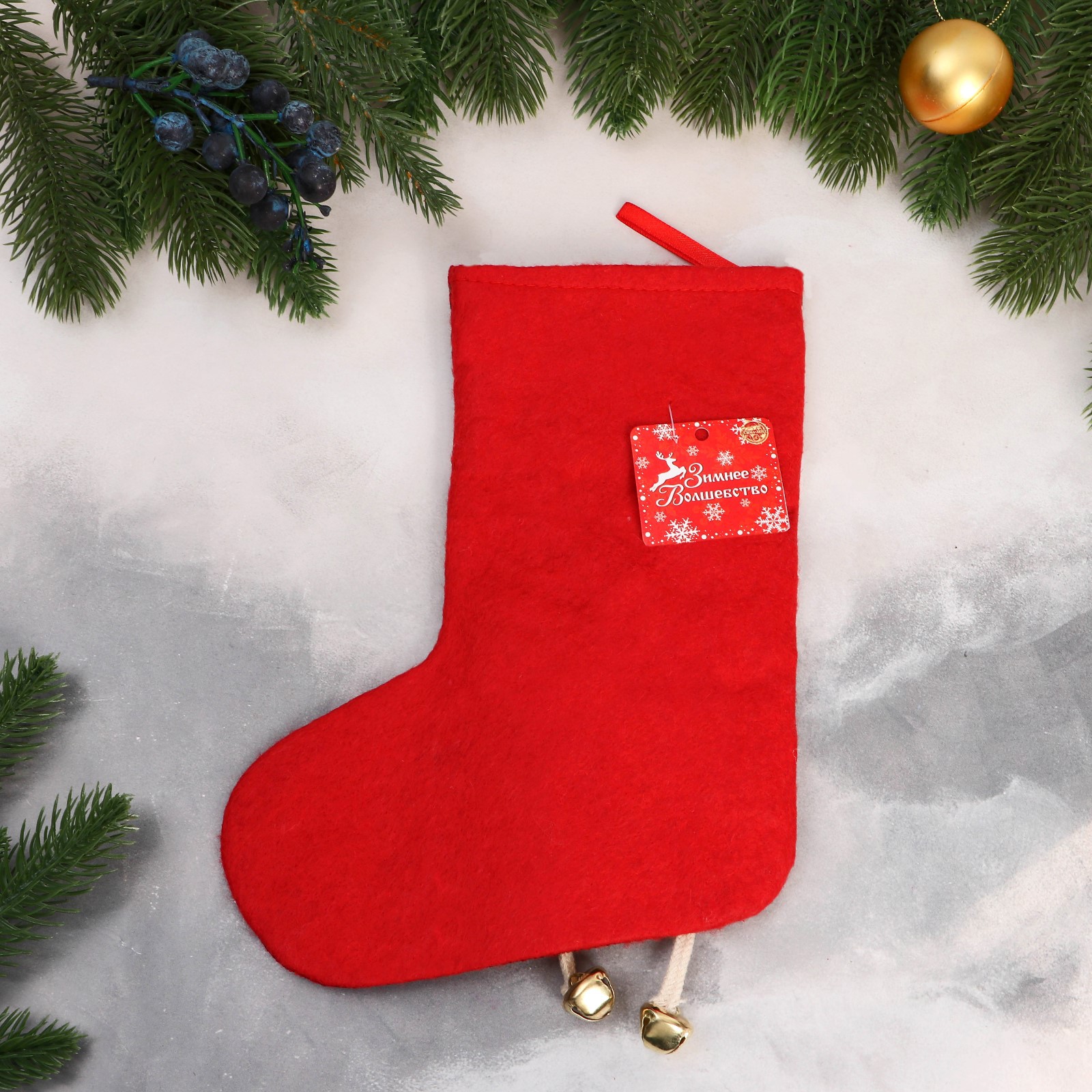 Носок Зимнее волшебство для подарков «Лосяш с длинными ножками» 19х25 см красный - фото 2