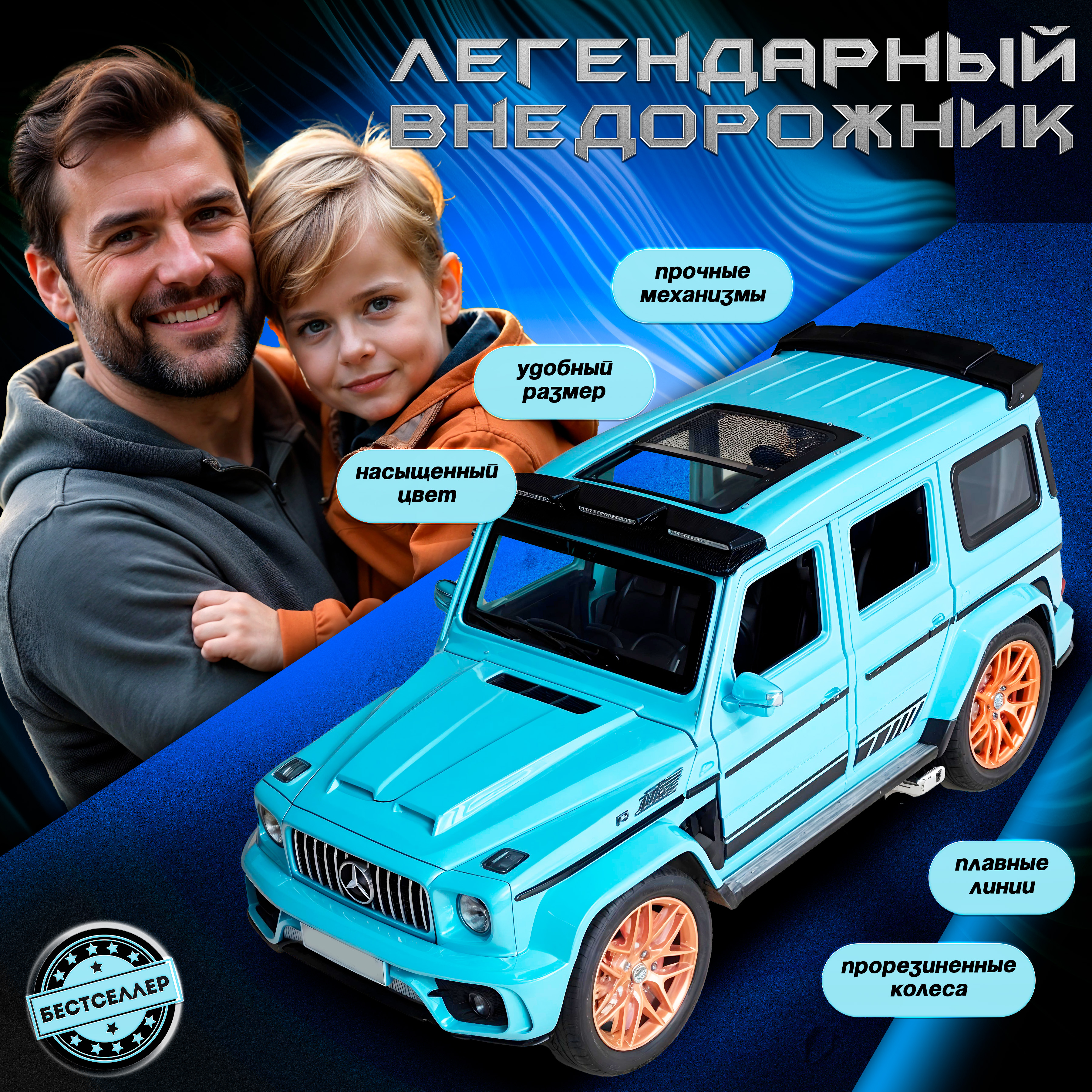 Внедорожник Бестселлер Mercedes 1:24 инерционный голубой 0202542 - фото 9