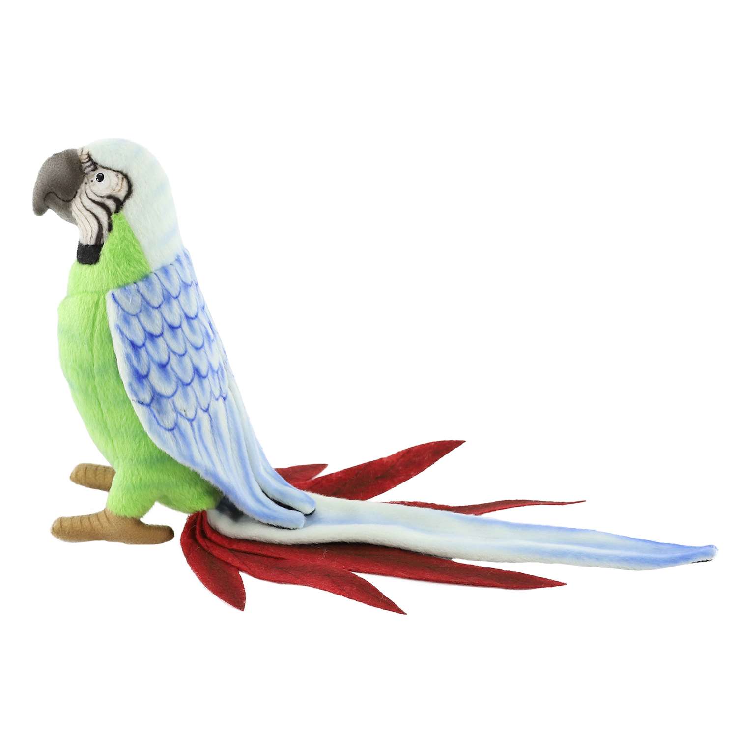 Реалистичная мягкая игрушка Hansa Попугай ара зелёно-голубой 37 см - фото 3