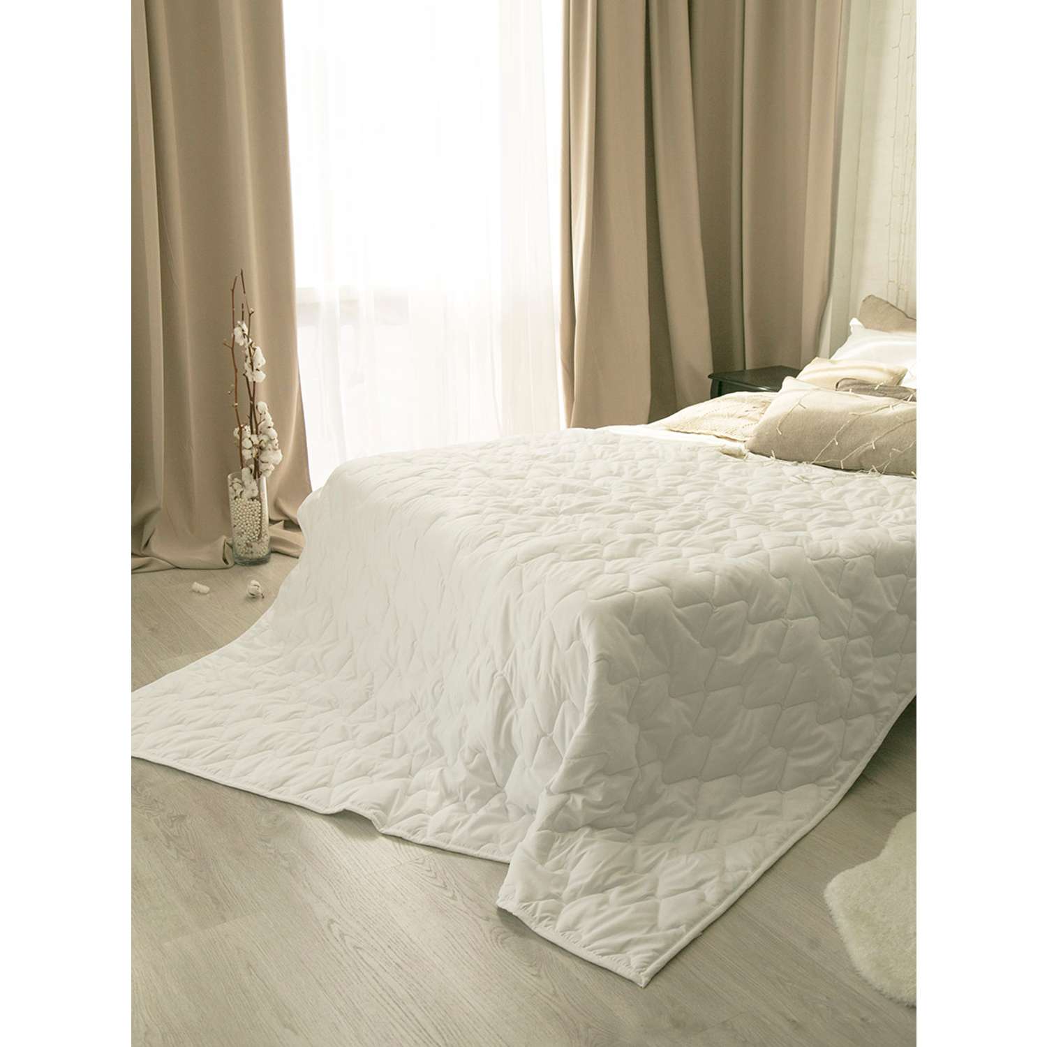 Одеяло 1.5 спальное ОТК облегченное стеганое 145х200 см Лебяжий пух - фото 2