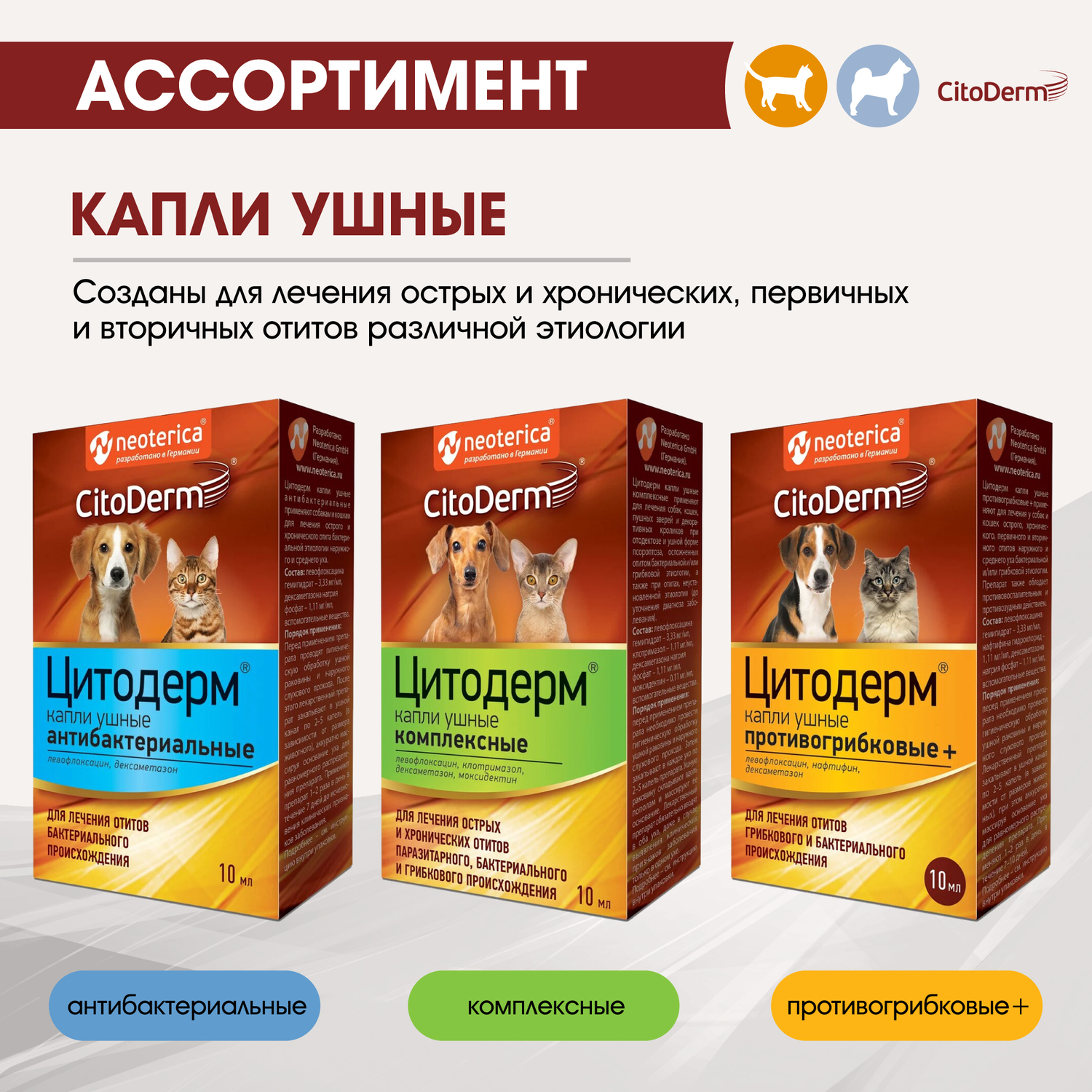 Капли ушные для животных CitoDerm антибактериальные 10мл - фото 8