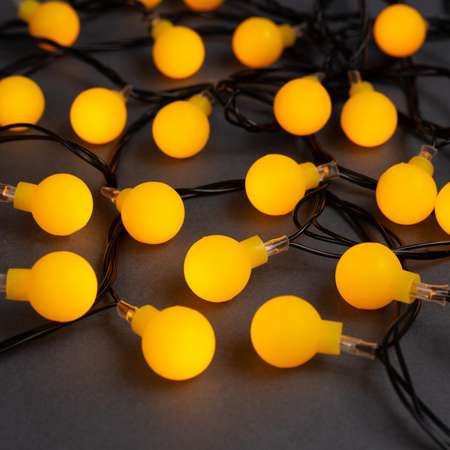 Гирлянда Luazon «Нить» «Шарики жёлтые» IP20 тёмная нить 30 LED свечение жёлтое 8 режимов 220 В